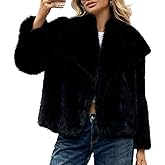 ALSOGO Women's Faux Fur Coat Fluffy Shaggy Jacket Lapel Open Front Long Sleeve Jackets Winter Warm Furry Overcoat