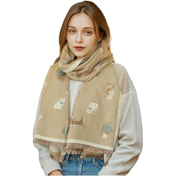 Écharpe Femme Imprimé Chat Noir – Châle En Polyester Doux, 70x180 Cm, Toutes Saisons