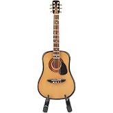 Miniature Guitar Model, Mini Wooden Guitar Ornament Small Fondant Guitar Cake Topper Decorations Guitar Craft Model for Adults, Musical Instruments Birthday Gift for Family (10CM)
