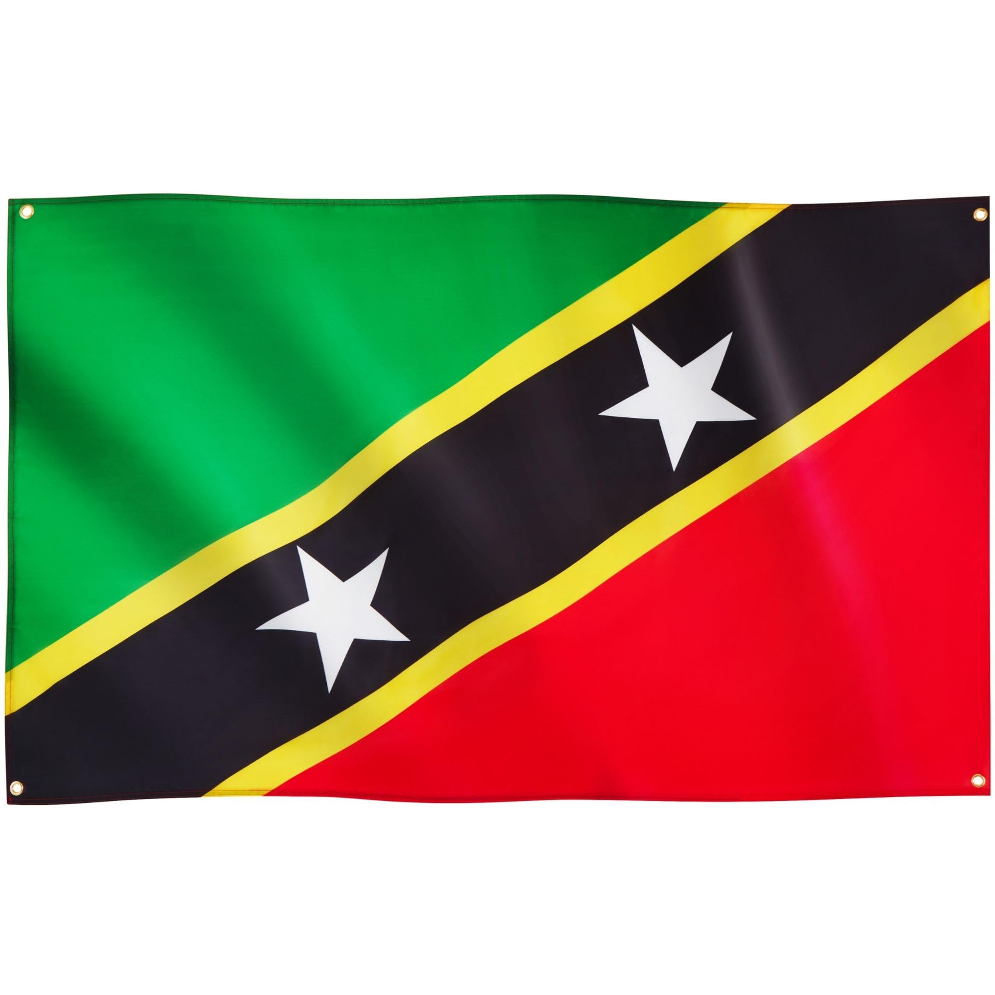 Runesol Saint Kitts and Nevis Flag, 91x152cm, 3ft x 5ft, 4 Grommets, Eyelet In Every Corner, Caribbean Flag, Saint Christopher, National Flags, Premium Flags, Inside, Outside, Vivid Colours — image 1