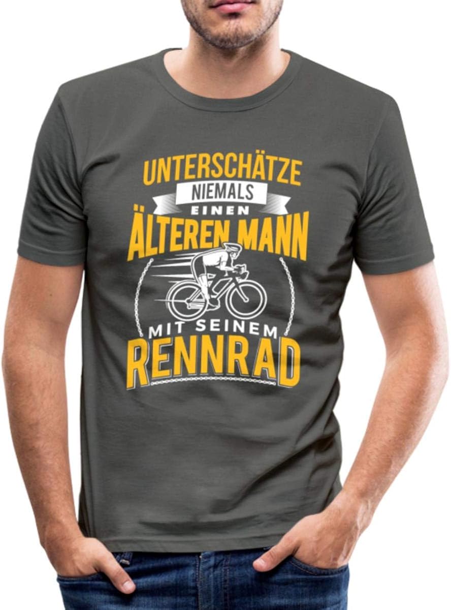 Alter Mann Mit Rennrad Lustiger Spruch Männer Slim Fit TShirt Amazon