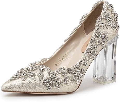 Amazon Com Candy Liu Women S Crystal Applique Glued Clear High