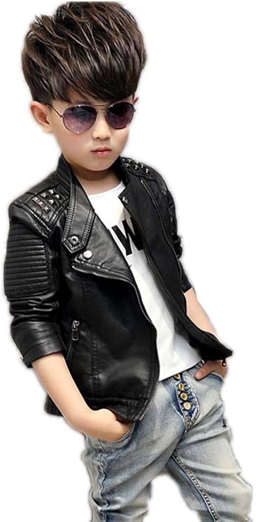Amazon ライダースジャケット レザージャケット男の子 キッズ 子供 フェイクレザー Puレザー ジャケット 子供用 アウター ジュニア かっこいい Rock系 コート ジャケット 通販