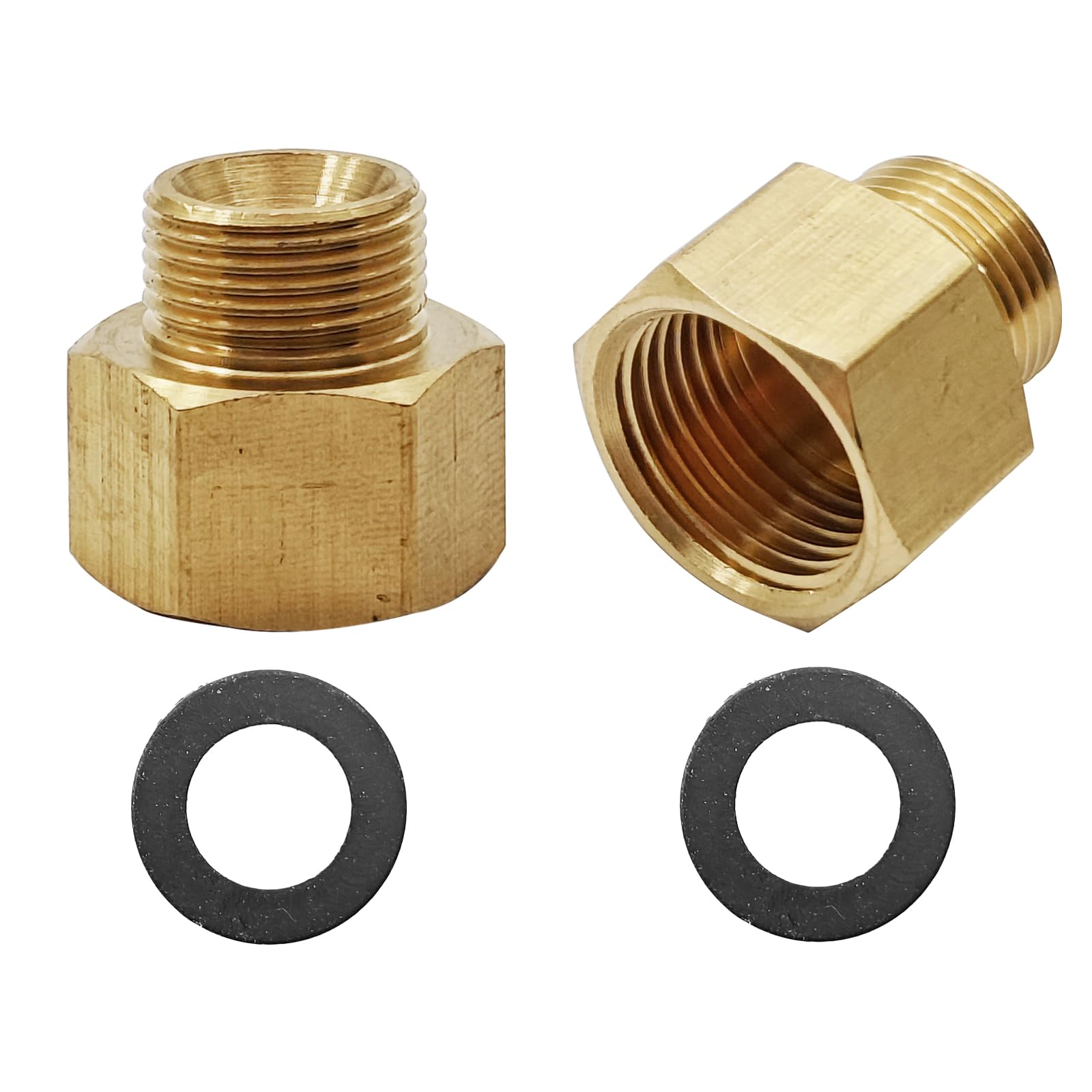 Photo 1 of 2 Pcs Brass Fittings, G3/8" Female to 9/16" Male Brass Adapter for Garden Kitchen Bathroom Faucets