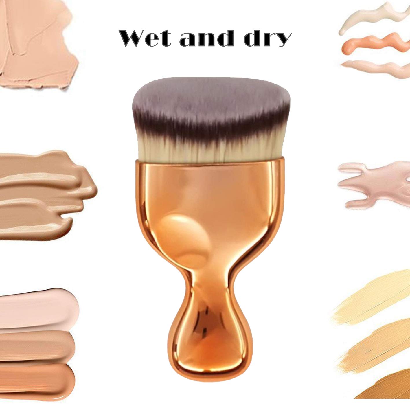 OUO Kabuki Foundation Brush, Flat Top Powder Makeup Brush, Premium Quality Synthetic Dense Bristles Face Make Up Tool For Blending Liquid Cream or Flawless Powder Cosmetics - Buffing, Stippling (A): Beauty