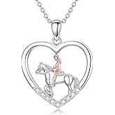 Cargari Horse Pendant Necklace for Women 925 Sterling Silver Horse Jewelry Equestrian Gifts for Women