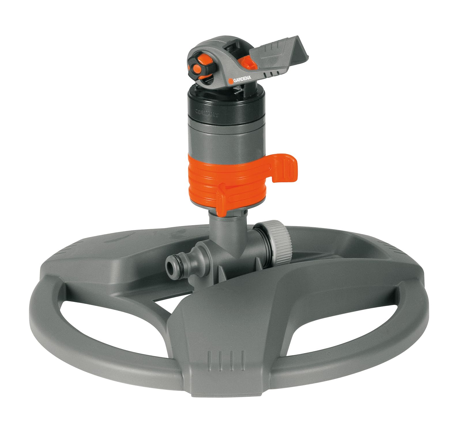 Gardena Comfort Turbine Control (on sledge): lawn sprinkler for irrigation large surfaces up to 450 m², stepless range adjustment, integrated dirt sieve (8143-20)