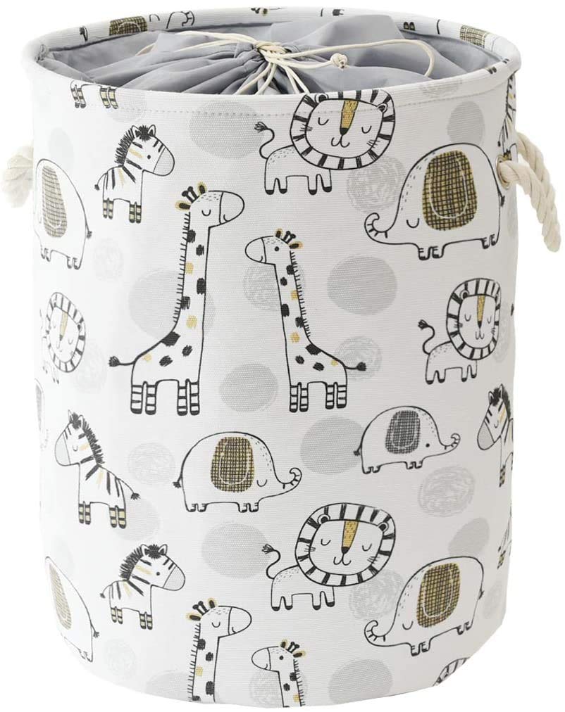 INough Baby Laundry Baskets Baby Hamper, Toy Basket for Kids Washing Basket, Toys Storage Basket for Soft Toy Animal Basket Safari Nursery Decor (Giraffe)