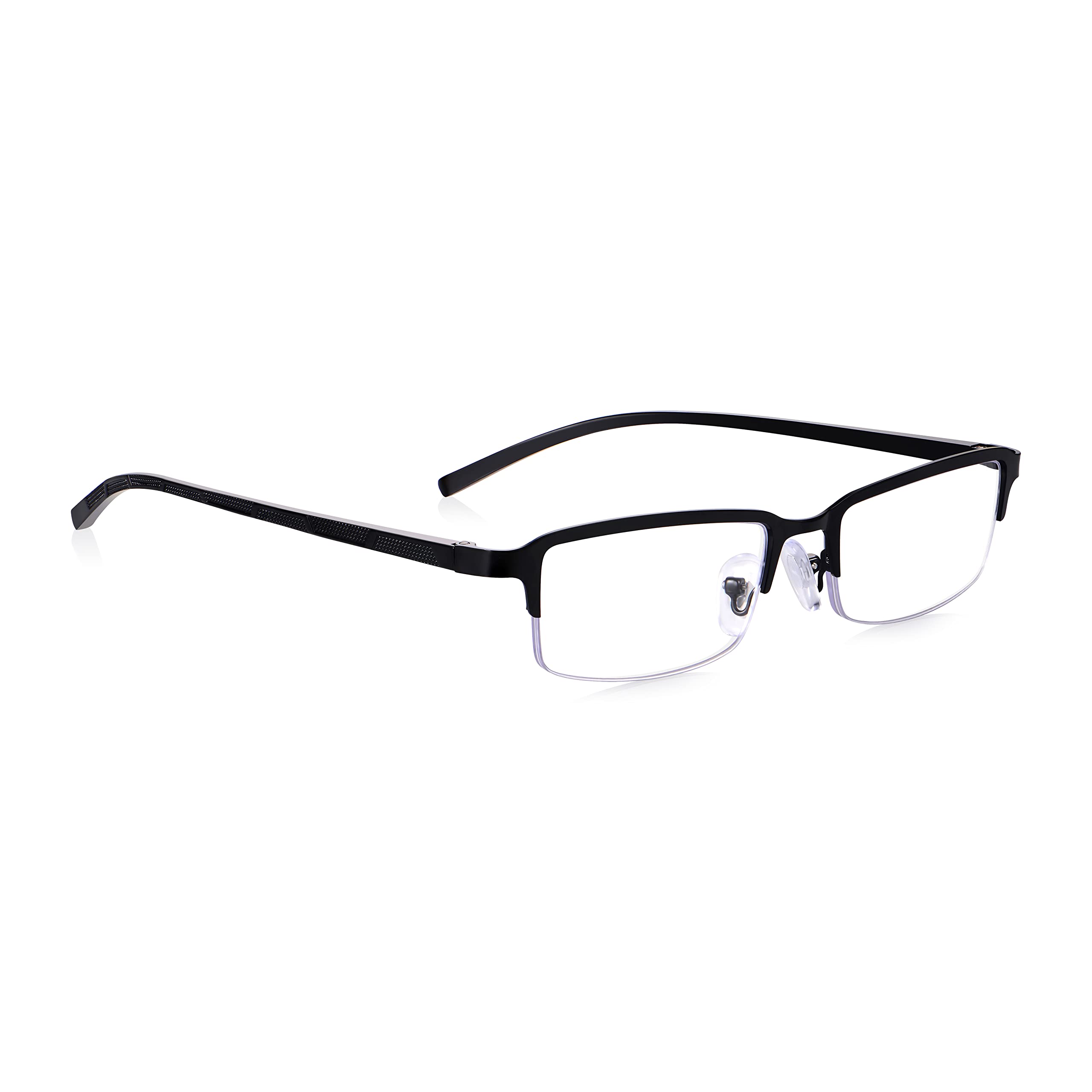 Read Optics 2.5 Mens Reading Glasses, Rectangular Half Frame Spectacles, Matt Black with Spring Hinges for Comfort and Fit