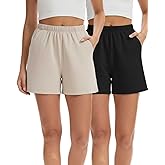 RanZZRan Women's Cotton Sleep Shorts Soft Pajama Shorts with Pockets Elastic Waistband Casual Loungewear