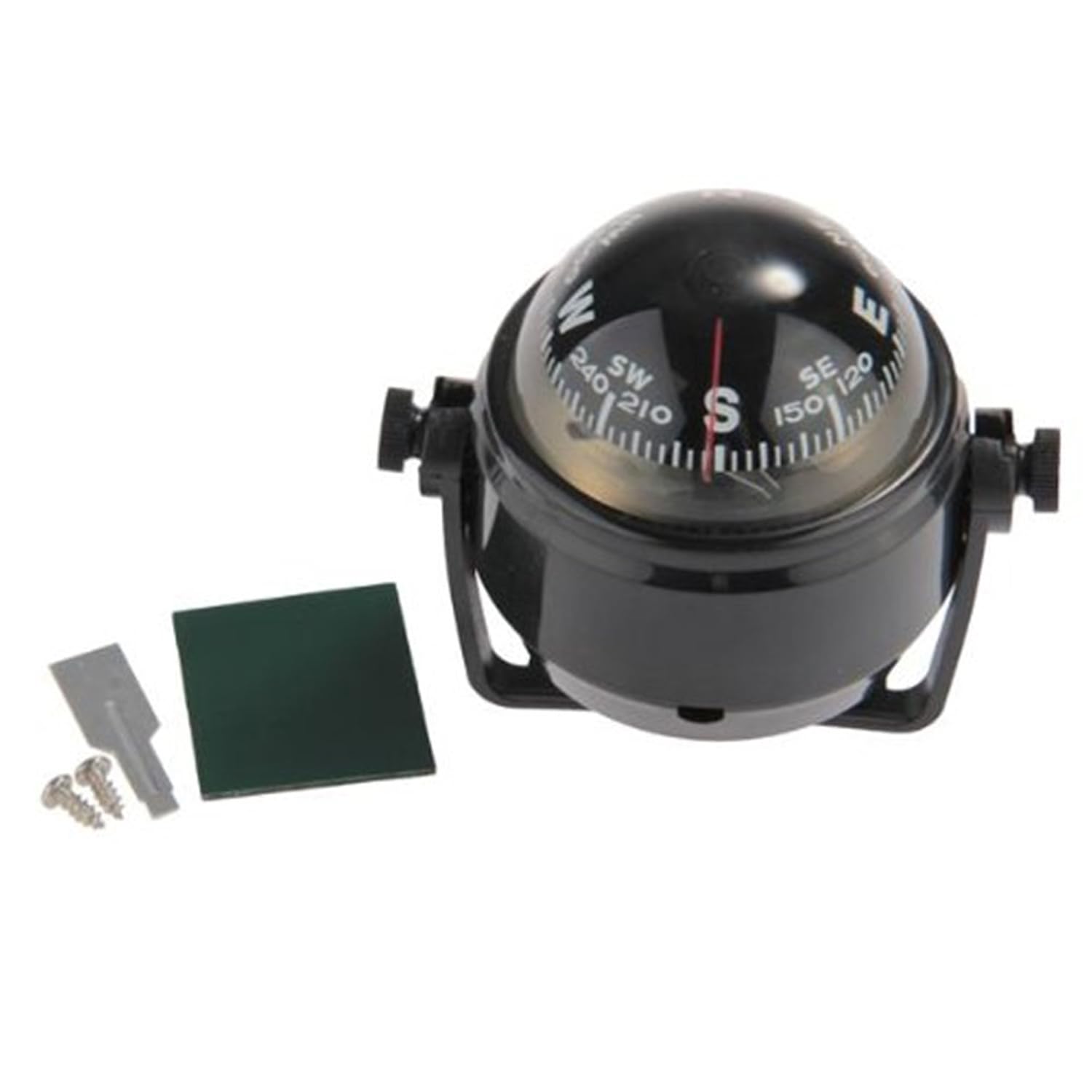 1 Pack Black Pivoting Dashboard Compass Keychain Marine Boat Truck Car Dash Mount Survival Emergency Life Military Grand Popular Outdoor Hiking Waterproof Whistle Backpack Geometry Map Guide Tools Kit