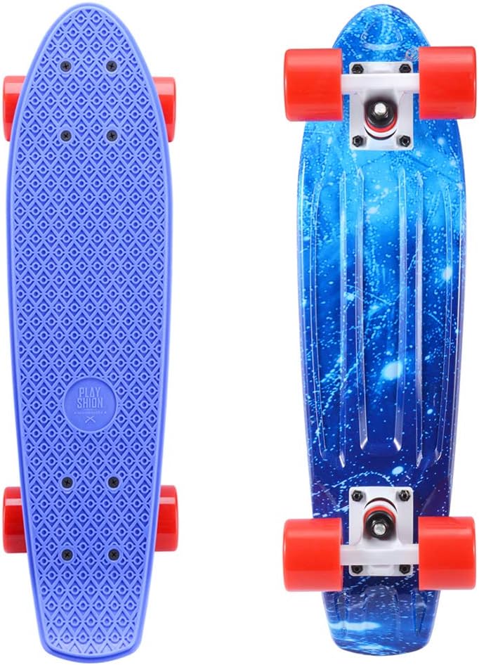 Playshion Complete 22 Inch Mini Cruiser Skateboard for Beginner with Sturdy Deck