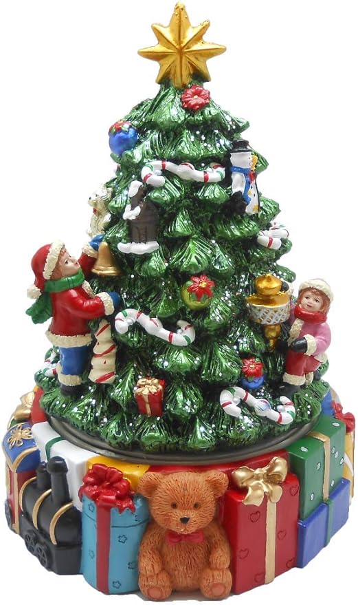 Amazon.com: Lightahead - Árbol de Navidad giratorio musical con oso de peluche, regalos y música navideña jugando en poliresina: Home \u0026 Kitchen
