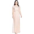 Adrianna Papell Women's Short Sleeve Blouson Beaded Gown