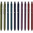 UIXJODO Gel Pens, 10 Pcs 0.5mm Black Ink Pens Fine Point Smooth Writing Pens with Silicone Grip, High-End Series Metal Clip Retractable Pens for Journaling Note Taking (10 Pcs Vintage)