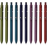 UIXJODO Gel Pens, 10 Pcs 0.5mm Black Ink Pens Fine Point Smooth Writing Pens with Silicone Grip, High-End Series Metal Clip Retractable Pens for Journaling Note Taking (10 Pcs Vintage)