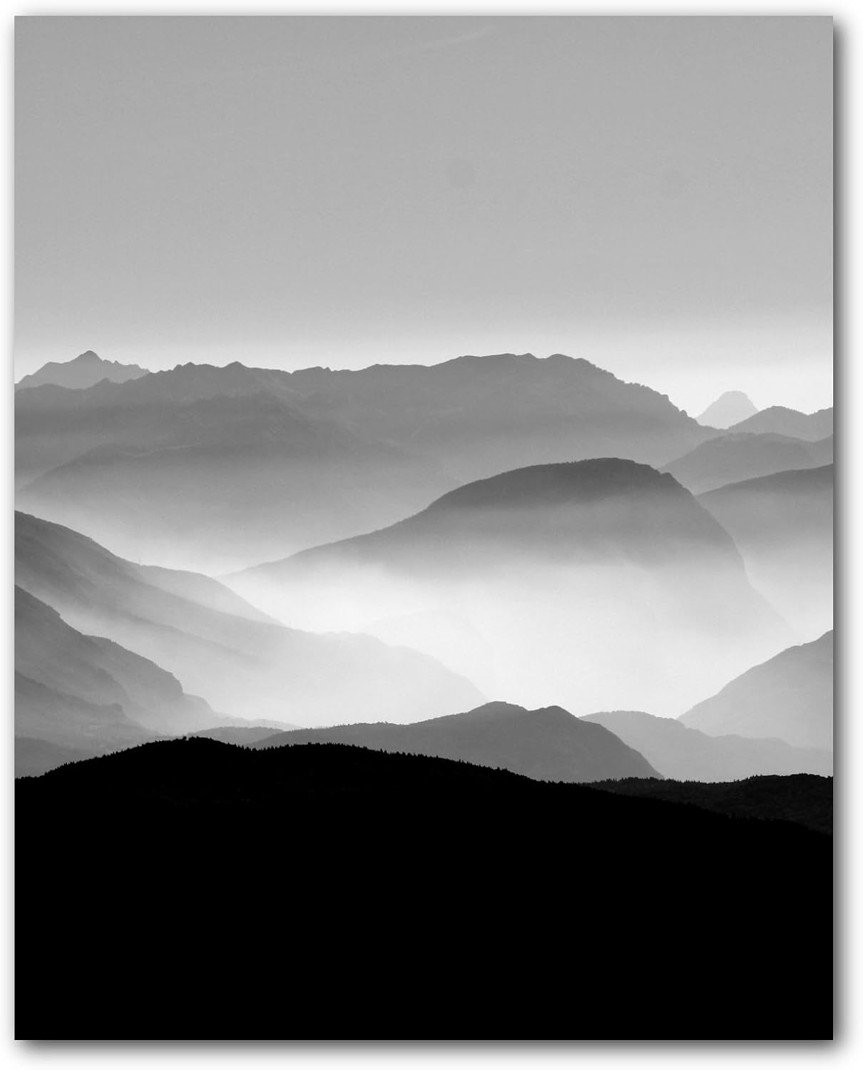 Photographs - Mountain Print, Black and White Nature Art, 8 x 10 Inches, Unframed