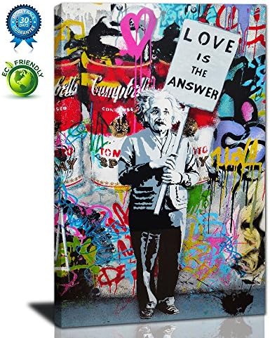 Banksy Art Framed, "Love Is The Answer" Large Canvas Prints Wall Art Colorful Graffiti Street Artwork Posters Abstract Painting Ready to Hang for Living Room Bedroom Wall Decor (20inx30in(50x75cm)) …