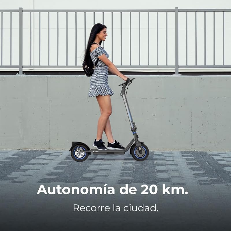 Bongo D20 XL conectado Scooter elétrico aprovado com aplicativo. Potência máxima de 630W, alcance de até 20km, rodas de 10", inclinações superadas, freio dianteiro e traseiro