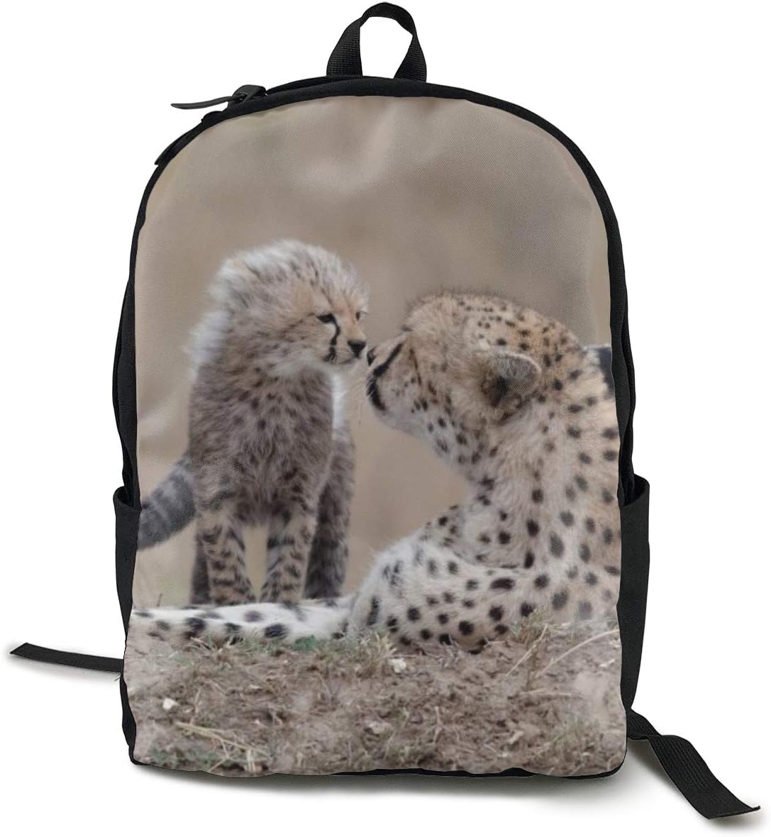 Cheetah Baby Animal Predator Play Personalized School Backpack Lunchbox Bag Set for Student and adult 16.5 X 12.5 X 5.5inch