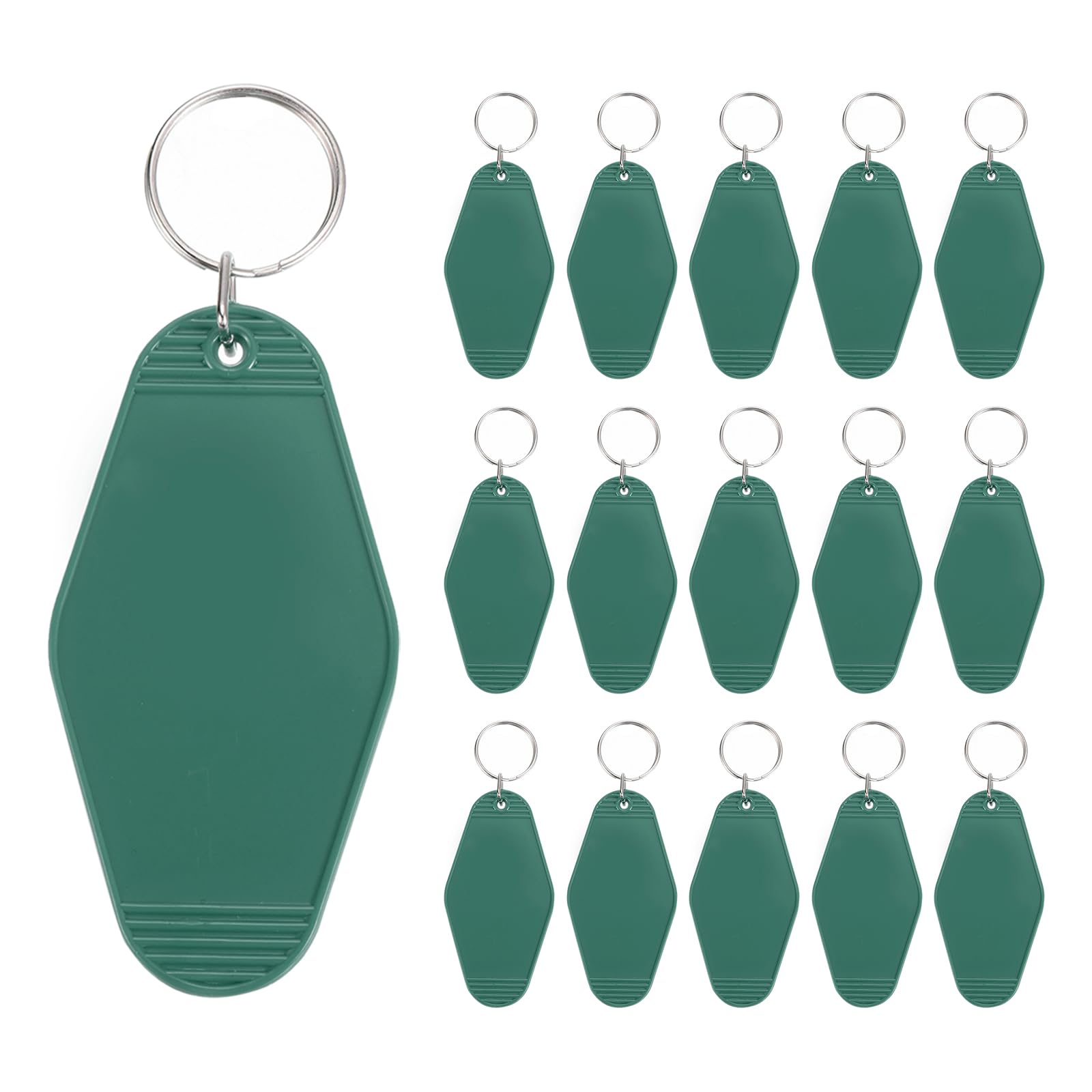 PATIKIL Vintage Motel Keychain, 16 Pack Blank Hotel Keychains Rhombus Retro Key Tag for DIY Crafts Ornament Backpack Luggage Labels Tags, Dark Green