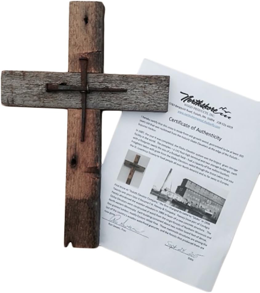 Wall Cross Reclaimed Wood with Rustic Nails for Home or Church.
