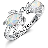 URONE Shark/Sea Turtle Ring 925 Sterling Silver Adjustable Hammerhead Shark/Sea Turtle Ring Ocean Animals Jewelry Gift For Women