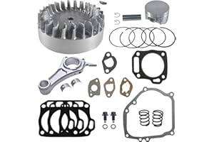 BUHNSS 3.308" Billet Aluminum Connecting Rod And 10krpm Flywheel With 18lb Valve Spring And 70mm Flat Top Piston Kit For Predator 212cc Non-Hemi Engine Go Kart Cart