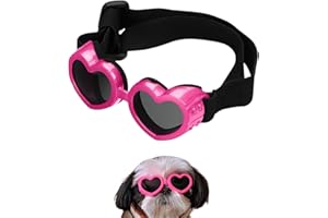 URNAT Dog Heart Shaped Goggles Wind-Resistant – Stylish Cute UV Protection Sunglasses for Outdoor Riding and Walking (Pink)