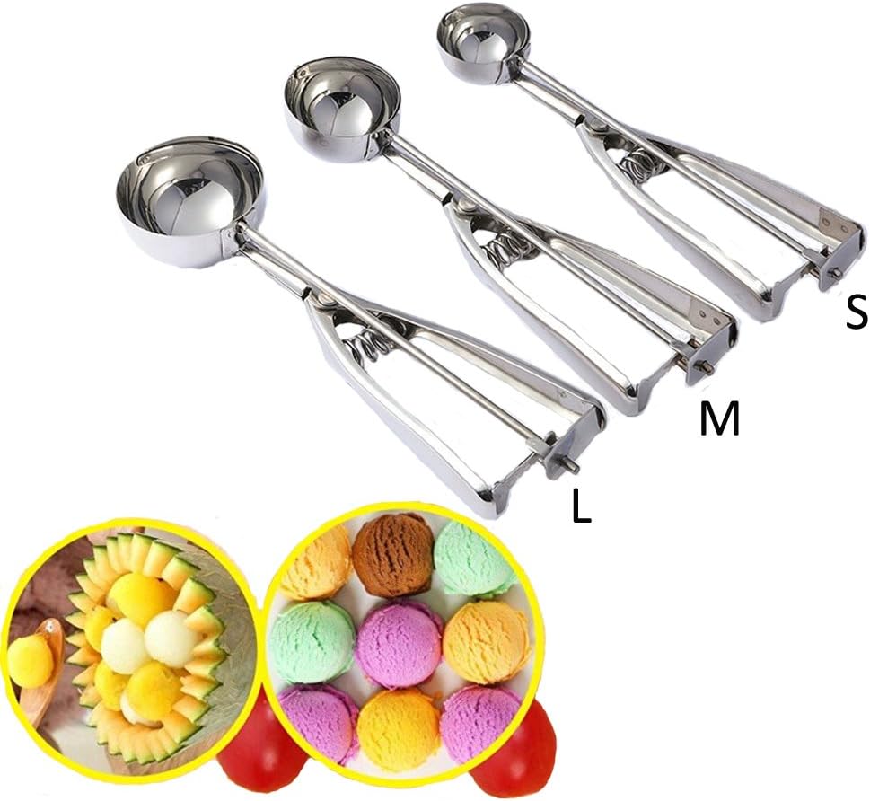 Ice Cream Scoop Set, Cookie Scoop Set, 3 PCS Stainless Steel Ice Cream