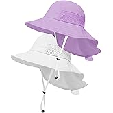 Toddler Baby Sun Hat Kids Summer UPF 50+ for Boys Girls Adjustable Beach Hats with Bucket Wide Brim Age 1-7 Years