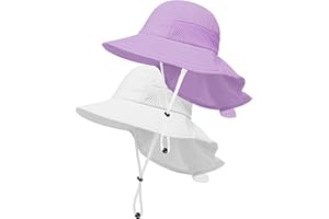 HONGTEYA Toddler Baby Sun Hat Kids Summer UPF 50+ for Boys Girls Adjustable Beach Hats with Bucket Wide Brim Age 1-7 Years