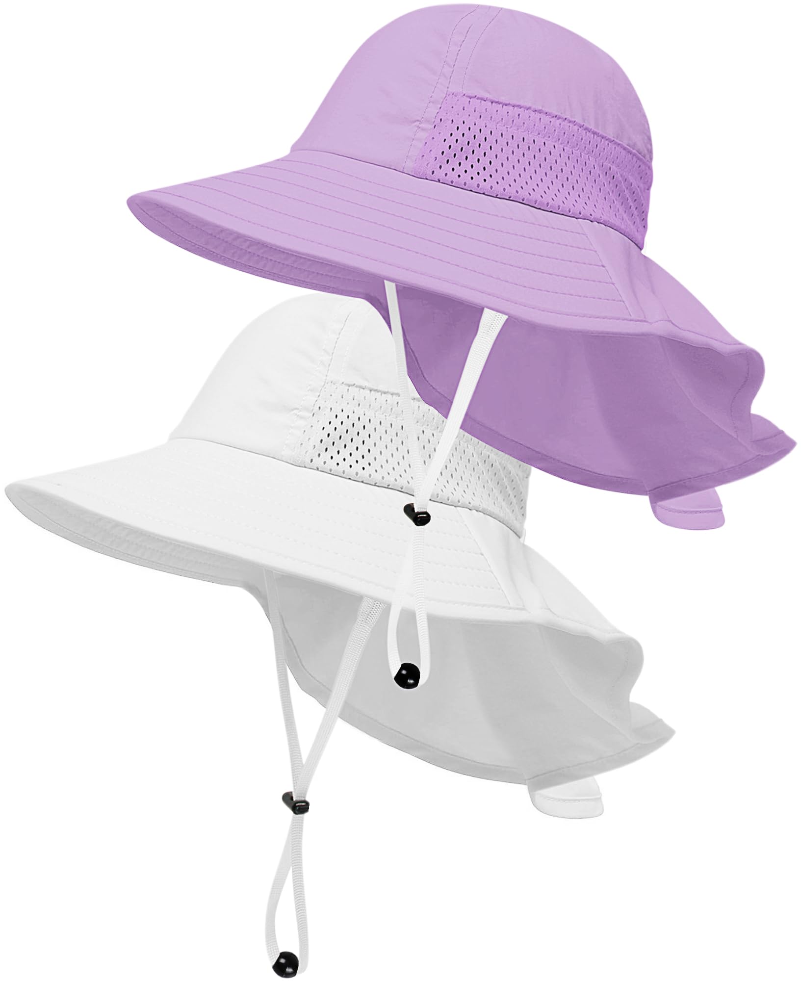 Photo 1 of 2-Pack Toddler Baby Sun Hat Kids Summer UPF 50+ for Boys Girls Adjustable Beach Hats with Bucket Wide Brim Age 1-7 Years