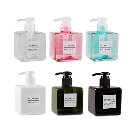 Download Amazon Com Welliestr Pack Of 6 Color 250ml Plastic Pet Empty Soap Shampoo Pump Square Bottle Lotion Shower Gel Travel Press Refillable Makeup Bottles Containers Square Home Kitchen