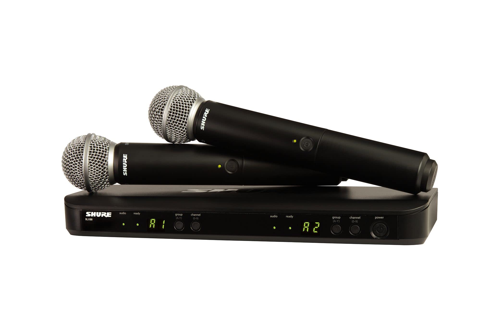 Shure BLX288/SM58 UHF Wireless Microphone System - Perfect for Church, Karaoke, Vocals - 14-Hour Battery Life, 100m Range | Includes (2) SM58 Handheld Vocal Mics, Dual Channel Receiver | K3E Band