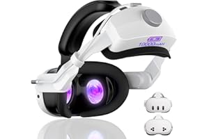 AROCOVR Head Strap with Battery for Meta/Oculus Quest 3/3S, 10000mAh Battery Pack for Extended 4-6 Hrs of Playtime, Fast Charging VR Power, Soft & Skin-Friendly PU Surface Enhanced Support and Balance in VR
