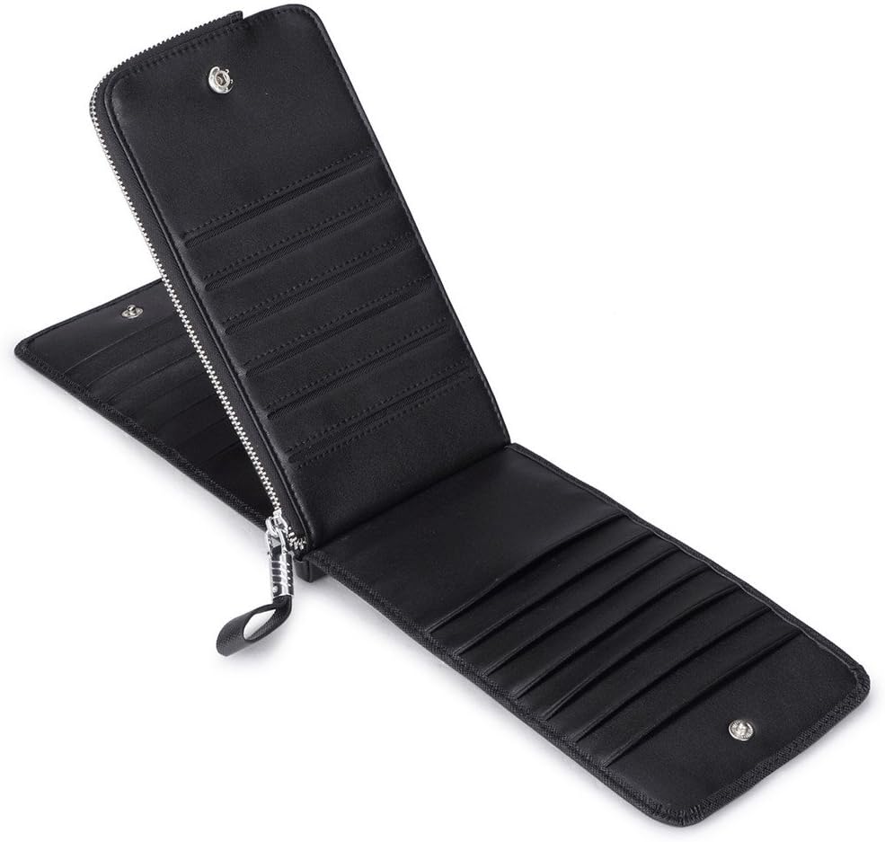 JEEBURYEE Women's Genuine Leather RFID Blocking Long Zip Wallet Credit Card Organizer, Black - Image 5