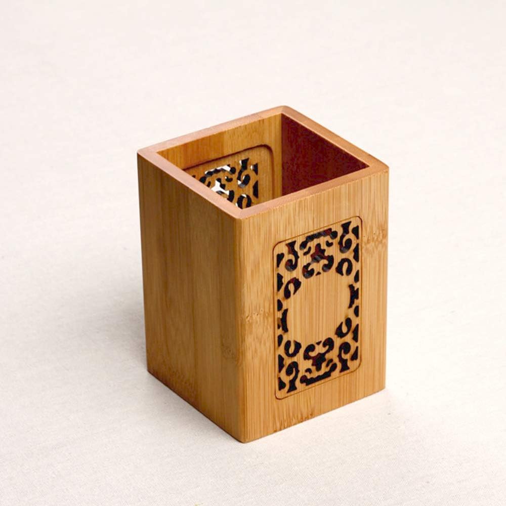 YOSCO Bamboo Wood Desk Pen Pot Pencil Holder Stand Pencil Cup Desk Organizer for Home Office