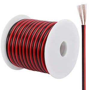 LotFancy 18AWG Electrical Wire, 2 Conductor Red & Black Each 50FT Stranded Wire, 18 Gauge Speaker Wire, 12V 24V DC Hookup Wire, Flexible Extension Cord for LED Ribbon Lamp Lighting
