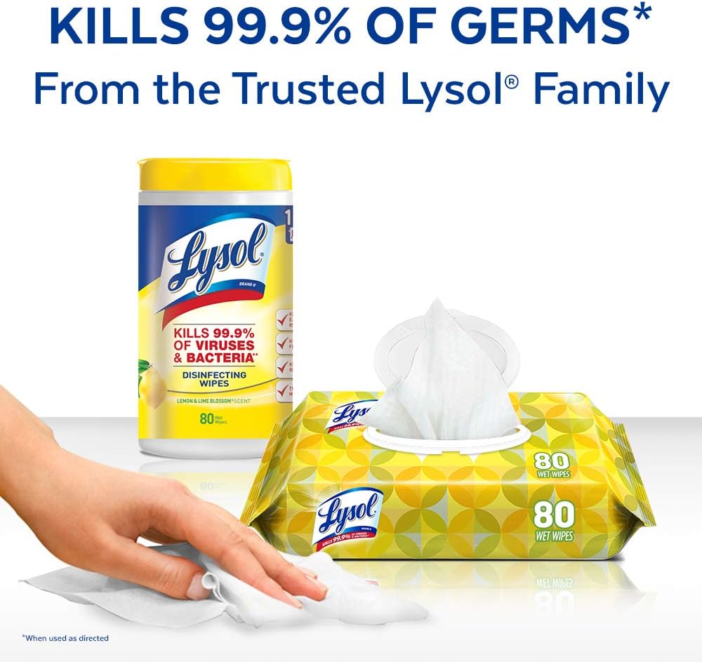 Lysol Disinfecting Handi-Pack Wipes, Lemon and Lime Blossom, White, 480 Count, Pack of 6: Health & Personal Care