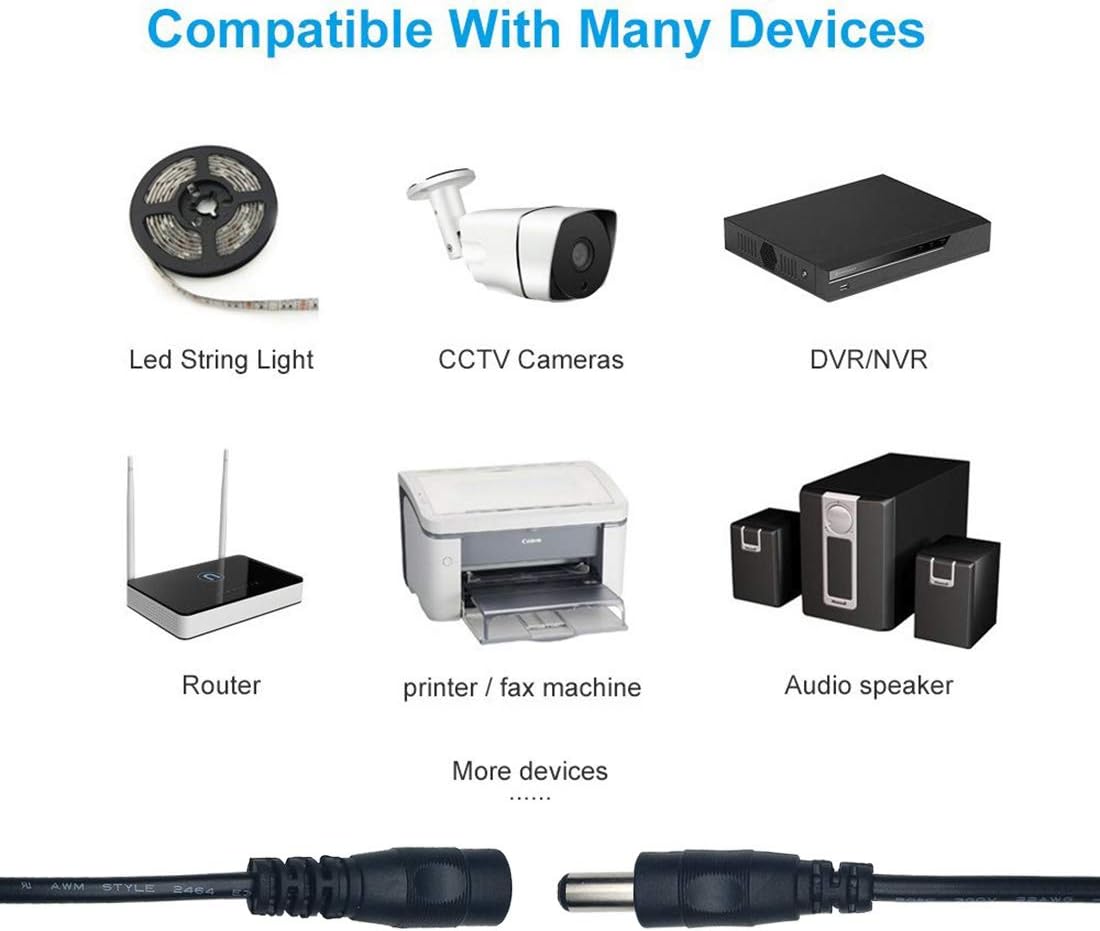 Liwinting 3m/9.8ft DC Extension Cable 2.1mm / 5.5mm Male to Female Connector - Image 5