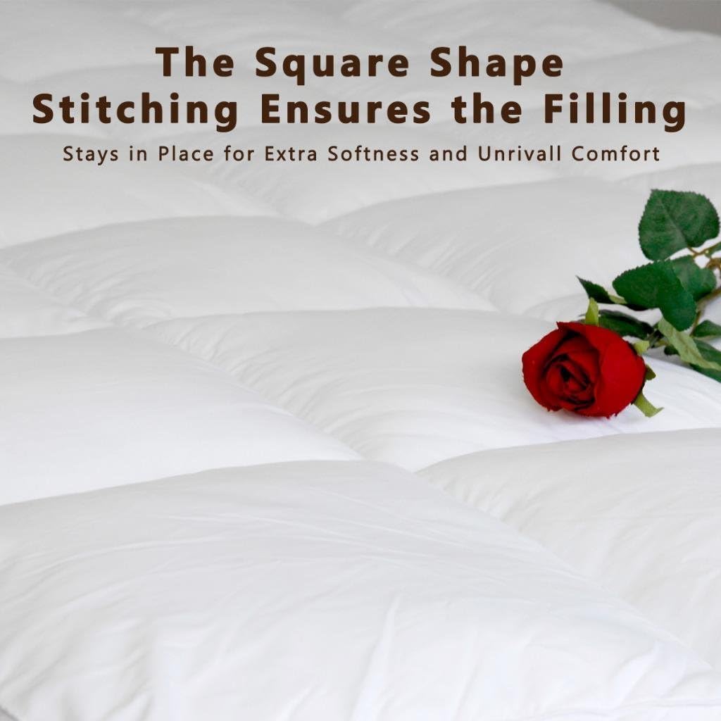 D & G THE DUCK AND GOOSE CO Overfilled Extra Thick Mattress Topper Queen Size, Gel Fiber Filled Bed Topper Mattress Pad Pillowtop: Home & Kitchen