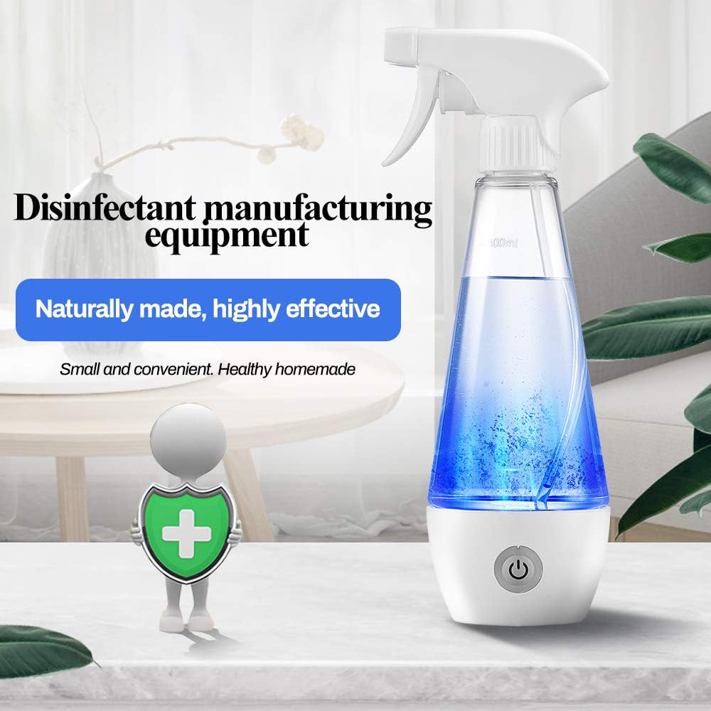 Portable Detergent Maker Spray Bottle, Multipurpose Household Sodium Hypochlorite Generator Machine, 84 Cleaning Water Making Machine Device Water Spray Salt and Water Electrolysis Bottle, 300ml