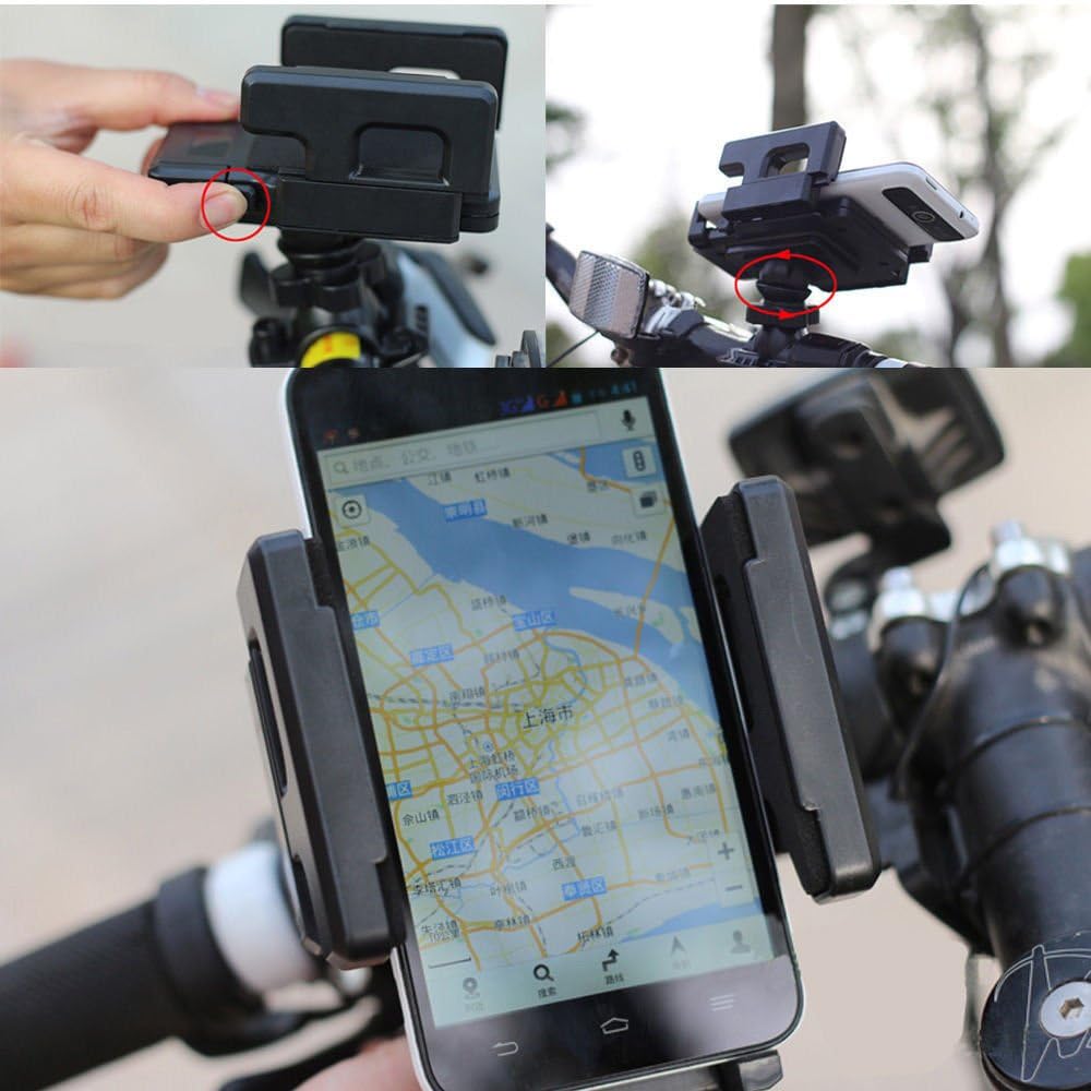 BESTeck Bike Phone Mount Bicycle Holder, Universal Cradle Clamp iOS Android Smartphone GPS Other Devices One-Button Released, 360 Degrees Rotatable