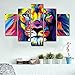 HCOZY 5 Piece Original Animal Oil Painting Pictures Art Print on The Canvas, Wall Decor, Home Wall Art Picture,Color, Lion King (No Frame) Unframed FCR15 50 inch x30 inch...