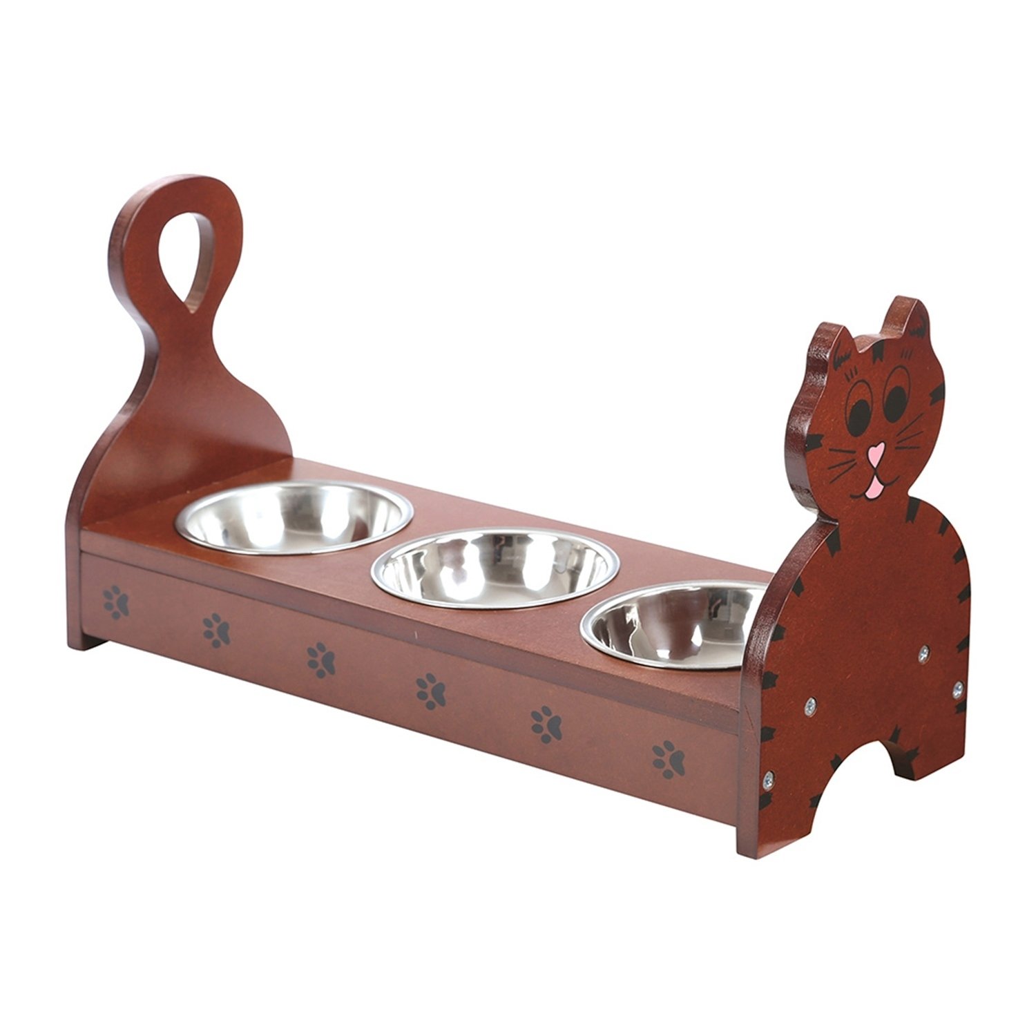 Wood Multible Cats Pets Feeder Cat Feeding Station Cat Food