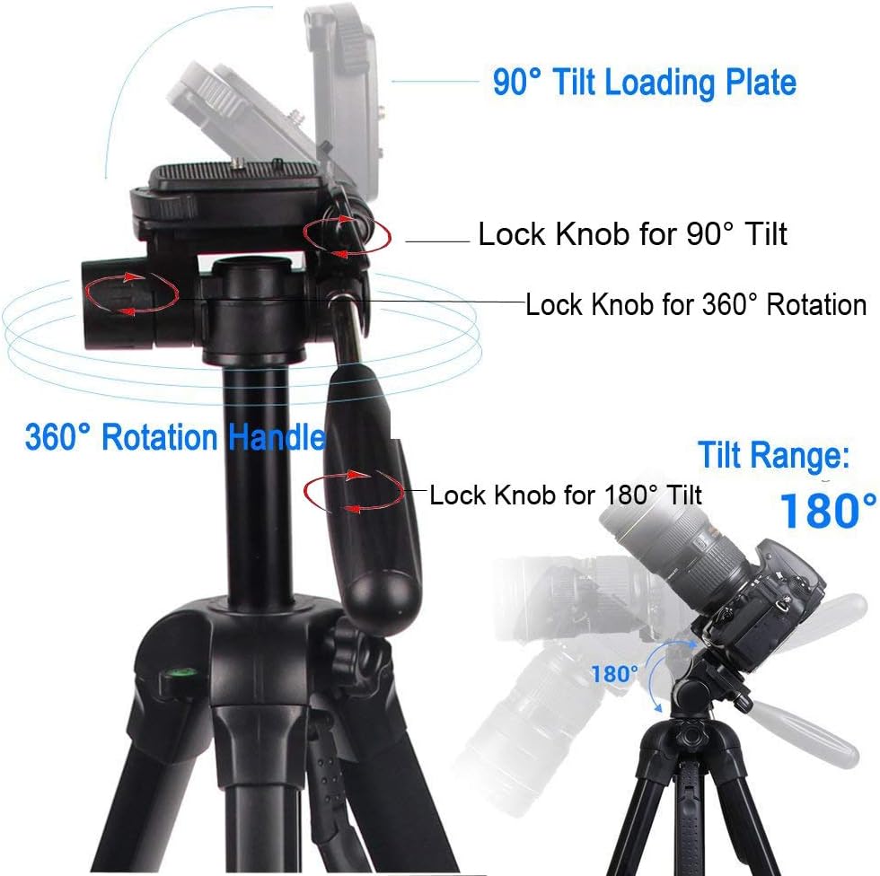 Regetek Camera Tripod Travel Monopod (70" Aluminum Professional Video Camera Mount Leg) Adjustable Stand with Flexible Head for Canon Nikon Dv DSLR Camcorder Gopro Cam& Carry Bag & Cellphone Mount