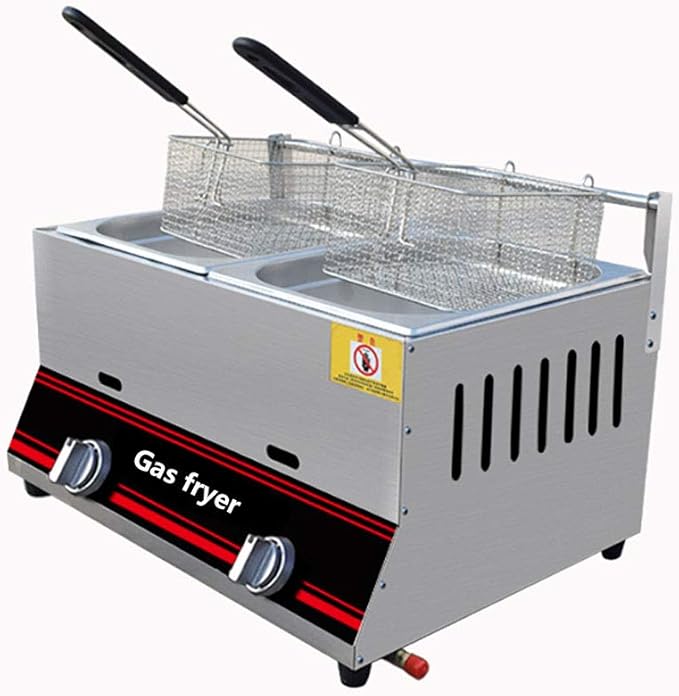 12L Deep Fryer Commercial Gas Manual Temperature Adjustment Stainless