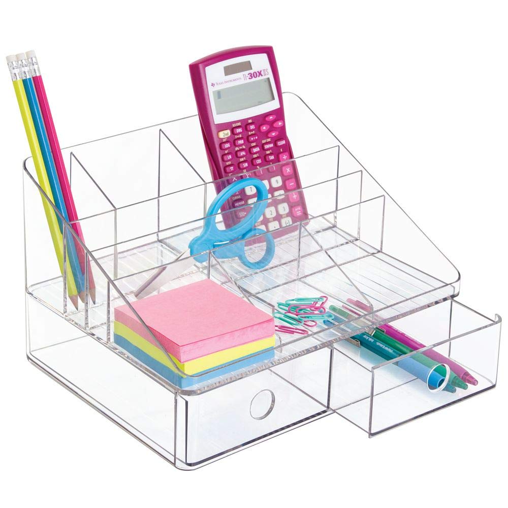 Buy iDesign Linus Plastic Tiered Divided Desk Organizer with Drawers for Storage of Office and