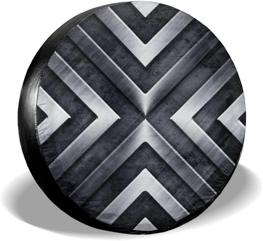 Spare Tire Covers, Silver Geometry Print Waterproof Dust-Proof Universal Wheel Tire Protectors Fits Tire for Jeep Trailer RV SUV and Many Vehicle
